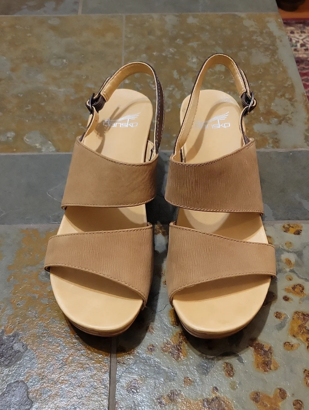 Dansko | Tamia Wood Wedge Sandal Dark Tan - Women's European size 39